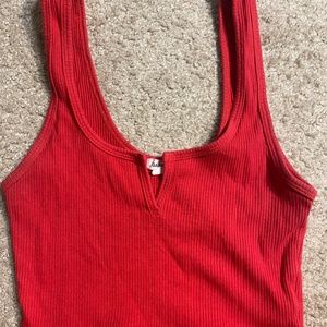 Red cropped tank top